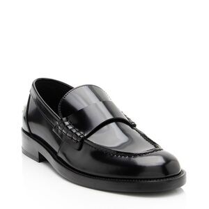 Chanel Shiny Calfskin Logo Loafers - Size 8 / 38